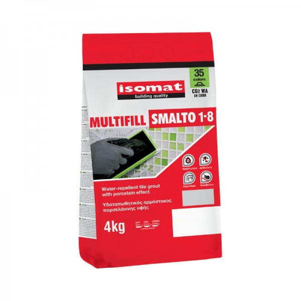 ISOMAT MULTIFILL SMALTO 1-8 (Αρμόστοκος πορσελάνινης υφής) 4 KGR  GREY 03 Αρμοστοκοι -Υλικα πληρωσης αρμων