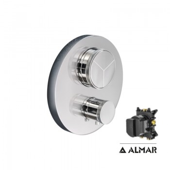 Almar Thermo-Core Push chrome Θερμοστατικός Μίκτης Εντοιχισμού 3 Εξόδων+Κιτ Εντοιχισμού E176633-100 & E134001