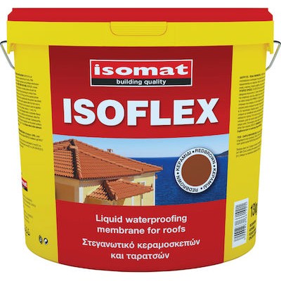 ISOFLEX  ISOMAT Ελαστομερες επαλειφομενο στεγανωτικο ταρατσων 25kgr Κεραμιδί