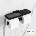 Geesa Shift Χαρτοθήκη Διπλή Με Εταζέρα Μαύρο Ματ 9948-400 Geesa