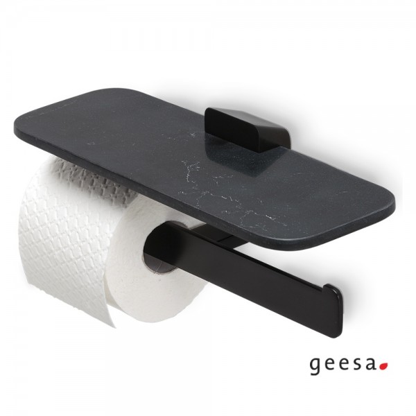 Geesa Shift Χαρτοθήκη Διπλή Με Εταζέρα Μαύρο Ματ 9948-400 Geesa