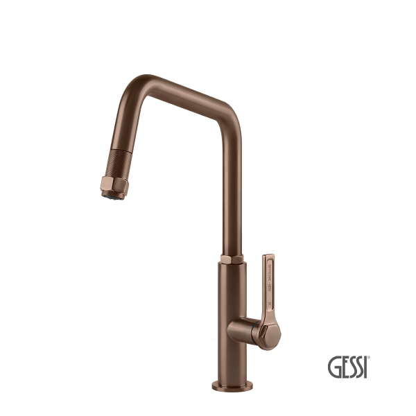 GESSI OFFICINE 60053-708 COPPER BRUSHED ΜΠΑΤΑΡΙΑ ΚΟΥΖΙΝΑΣ ΜΕ ΣΥΡΟΜΕΝΟ ΝΤΟΥΣ Gessi Kitchen Faucets
