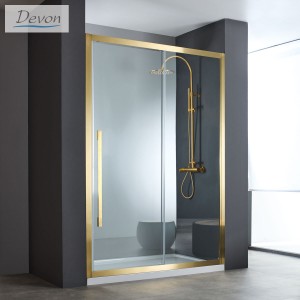 Devon Noxx Slider Διαχωριστικό Ντουζιέρας με Συρόμενη Πόρτα 117-119x200cm Clean Glass Gold Brushed