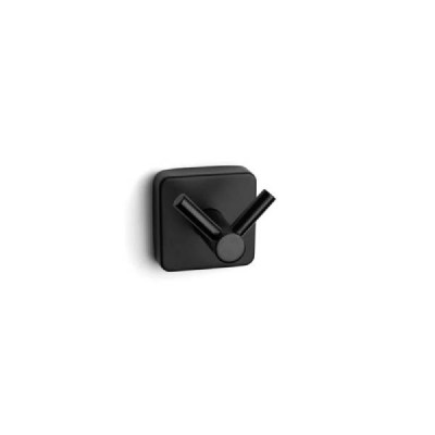 Karag Quatro Black Άγκιστρο Μπάνιου Διπλό με Βίδες ​5.2x5.2cm Nero 420255