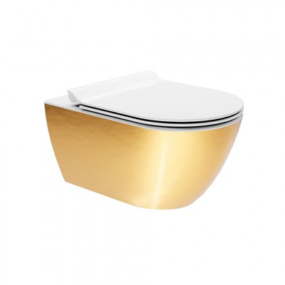 Gsi Pura Swirl Gold 881500SC-200300 55cm Κρεμαστή Λεκάνη Με Αποσπώμενο Κάλυμμα Βακελίτη Slim Soft Close
