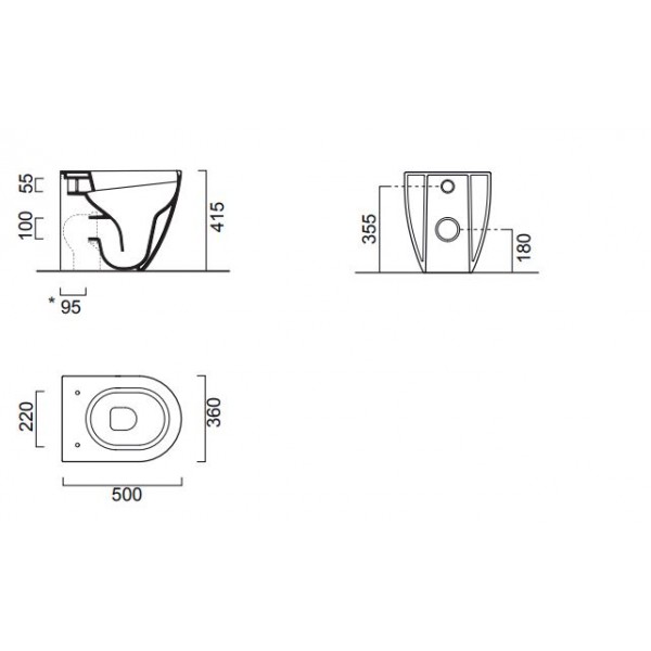 Ειδη Υγιεινης - Gsi Pura Swirl 882000SC Λεκάνη Back-to-wall Υψηλής Πίεσης 50cm Με Κάλυμμα Βακελίτη Αποσπώμενο Slim Soft Close