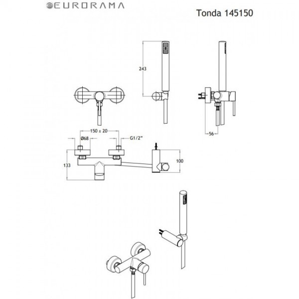 Μπαταριες Μπανιου - Eurorama Tonda 145150-300 White Μatt Μπαταρία Ντουζιέρας