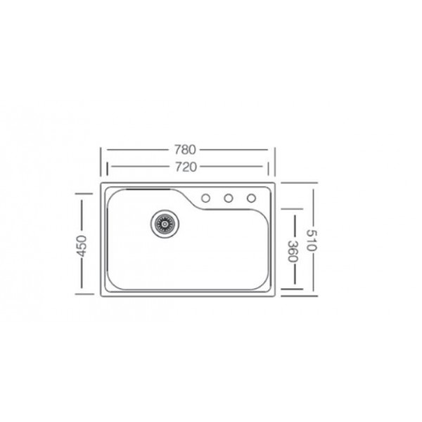 Νιπτηρες - Νεροχυτες - KL Sinks 1579200 78x51cm Inox Ένθετος Νεροχύτης