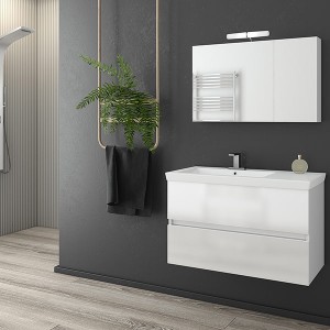 Drop LUXUS 85 White έπιπλο μπάνιου κρεμαστό με καθρεπτη ντουλάπι