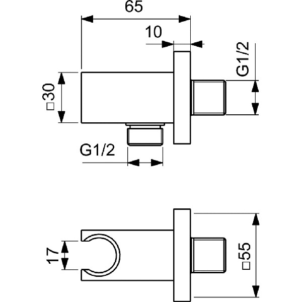 Ideal Standard  Idealrain βραχίονας παροχής BC771AA. Χρωμέ Βραχιονες,Κεφαλές,Εκροές
