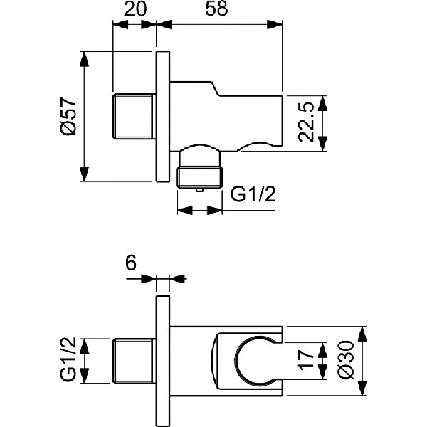 Ideal Standard IDEALRAIN βραχίονας παροχής  στρογγυλός BC807AA χρωμέ