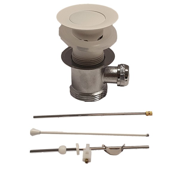 BRASS VALVE D144 WHITE MATTE WITH WIRE AND OVERFLOW BRASS COVER