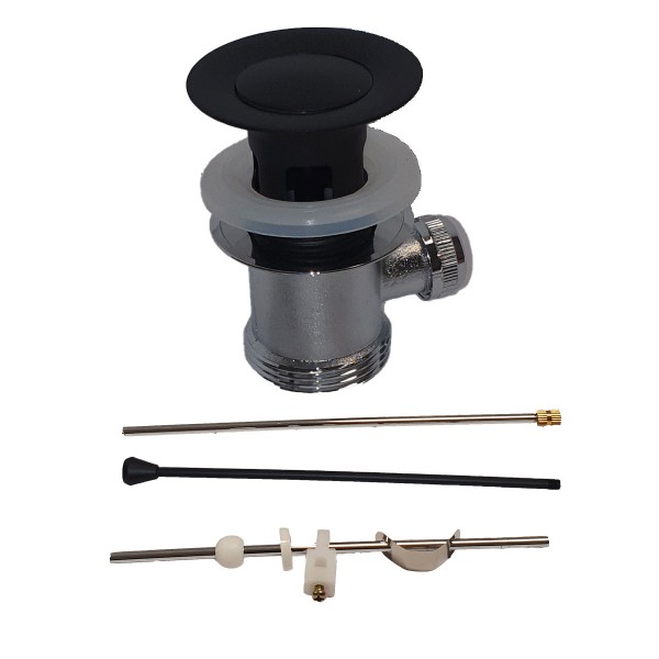 BRASS VALVE D144 BLACK MATTE WITH WIRE AND OVERFLOW BRASS COVER