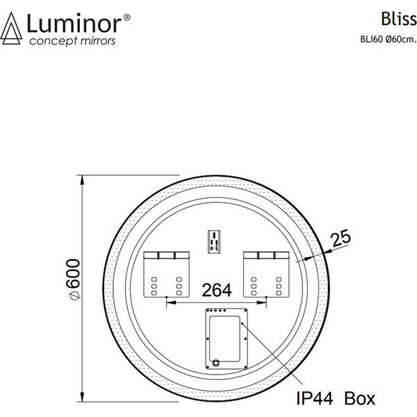 Luminor Bliss 60 Στρογγυλός Καθρέπτης Μπάνιου 60x60cm Luminor