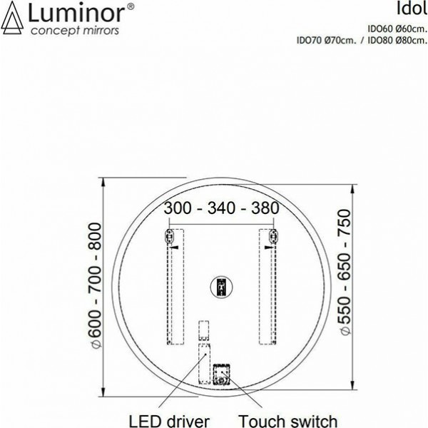 Luminor Idol 80 Στρογγυλός Καθρέπτης Μπάνιου 80x80cm