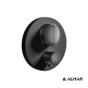 Almar Thermo-Core Push Black Matt Θερμοστατικός Μίκτης Εντοιχισμού 2 Εξόδων+Κιτ Εντοιχισμού E176632-400 E134001 Σειρά New Tech Black Matt