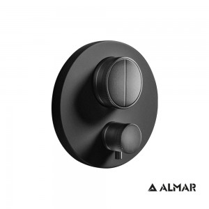 Almar Thermo-Core Push Black Matt Θερμοστατικός Μίκτης Εντοιχισμού 2 Εξόδων+Κιτ Εντοιχισμού E176632-400 E134001