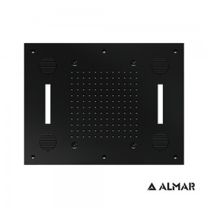 Κεφαλή Ντους Οροφής Εντοιχισμού - Almar E044211-400 - Temptation Sound & Color με Χρωματοθεραπεία και Υδρονέφωση - Ματ Μαύρο 63x48cm