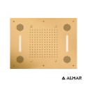Almar Sound & Colour Tempt E044211-211 Gold Brushed Pvd Κεφαλή Εντοιχισμού Οροφής 2 Ροών Με Χρωματοθεραπέια 63x48cm Almar Κεφαλές