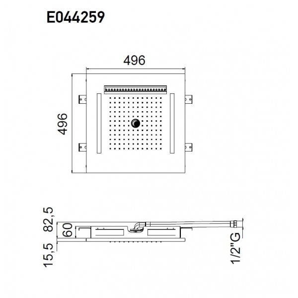Almar Easy Light Tempation E044172-400 Black Ματ Κεφαλή Εντοιχισμού Οροφής 1 Ροής Με Χρωματοθεραπεία 30x30cm Almar Κεφαλές