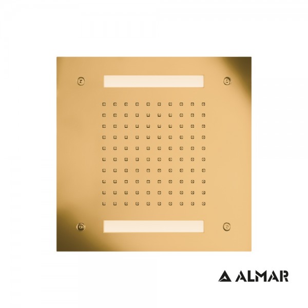 Almar E044172-211 - Easy Light Τemptation Κεφαλή Ντους Οροφής Εντοιχισμού με Χρωματοθεραπεία - Gold Brushed PVD 30x30cm Industrial Brushed Gold