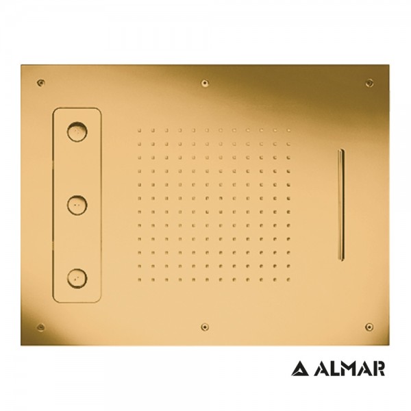 Almar Spin Temptation E044189-211 Gold Brushed Pvd Κεφαλή Εντοιχισμού Οροφής 3 Ροών 63x48cm Industrial Brushed Gold
