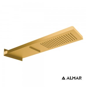 Almar Gold Brushed PVD Επίτοιχη ορθογωνια Κεφαλή Ντους 2 Ροών E044199-211