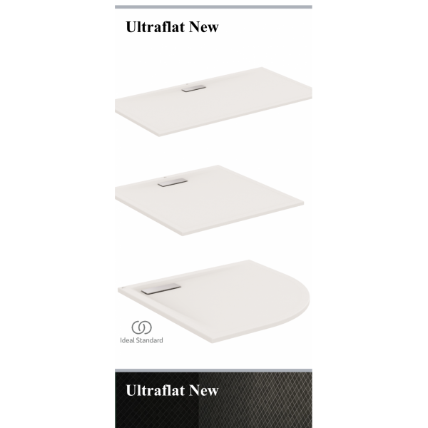   New Ultra Flat Ορθογώνια  Ντουσιέρα  Ideal Standard 90X80X2,5 cm Λευκή T448101 PROSFORES