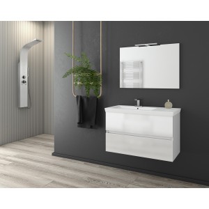 Drop LUXUS 85 White – 1 έπιπλο μπάνιου κρεμαστό με καθρέπτη 
