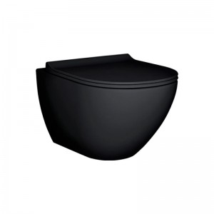 Bianco Ceramica Remo Rimless RM11500SC-401 Black Mat Κρεμαστή με Slim Soft Closing Κάλυμμα 55cm