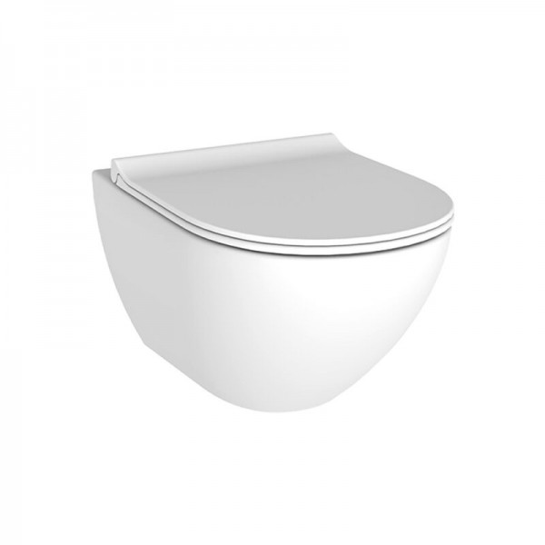 Bianco Ceramica Remo Rimless RM11500SC-301 White Mat Κρεμαστή με Slim Soft Closing Κάλυμμα 55cm Λεκάνες Bianco Ceramica