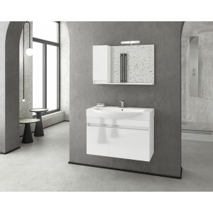 Drop SENSO 85 White έπιπλο μπάνιου κρεμαστό με καθρεπτη ντουλαπι  αριστερα