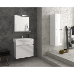 Drop SENSO 65 White έπιπλο μπάνιου κρεμαστό με καθρέπτη ντουλάπι aριστερα