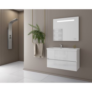Drop LUXUS 85 White – 2  έπιπλο μπάνιου κρεμαστό με καθρέπτη Led