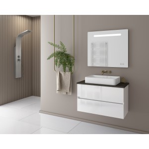 Drop LUXUS 80 White έπιπλο μπάνιου κρεμαστό με καθρέπτη Led