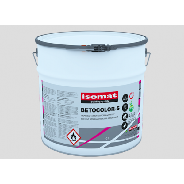 Isomat Betocolor-S 10lt Γκρι Ακρυλικό Τσιμεντόχρωμα Διαλύτου  Xρώματα εξωτερικού χώρου