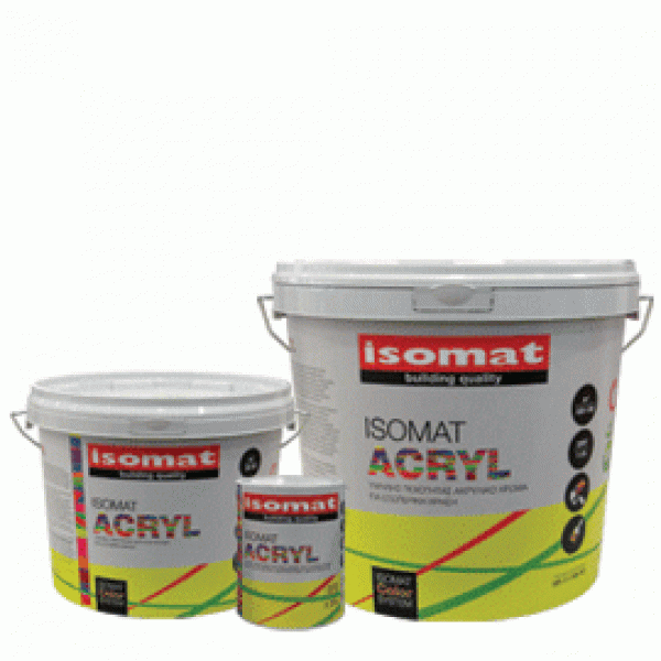 ISOMAT ACRYL 10lt Yψηλης ποιοτητας ακρυλικο.χρωμα εξωτερικης χρησης
