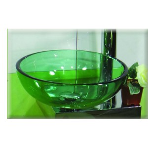 Gloria Glass Kare 33-8025 Φ31.5 cm Πράσινος Γυάλινος Νιπτήρας