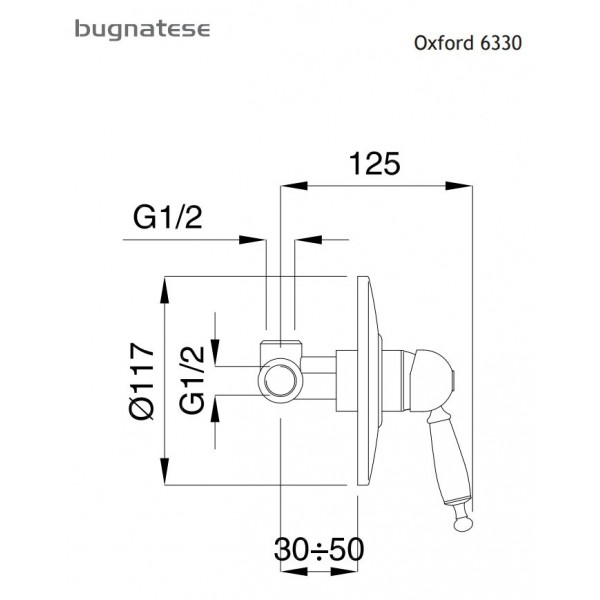 Μπαταριες Μπανιου - Bugnatese Oxford 6330 Χρωμέ Μίκτης 1 εξόδου 
