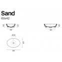 Gsi Sand 9049 60x42cm Λευκός Επιτραπέζιος Νιπτήρας Μπάνιου Νιπτήρες Ελεύθερης Τοποθέτησης / Κρεμαστοί,GSI