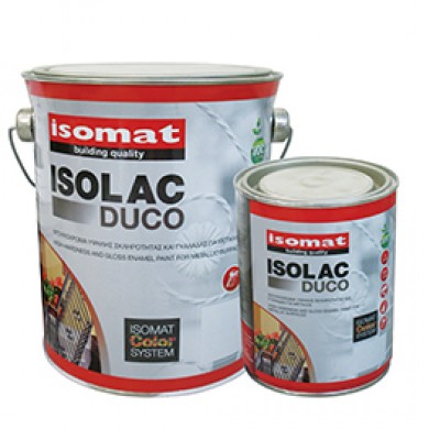 ISOLAC DUCO Gloss ( γυαλιστερο) Isomat 2,5 lt Ντουκόχρωμα υψηλής σκληρότητας και γυαλαδας για μέταλλα Λευκο