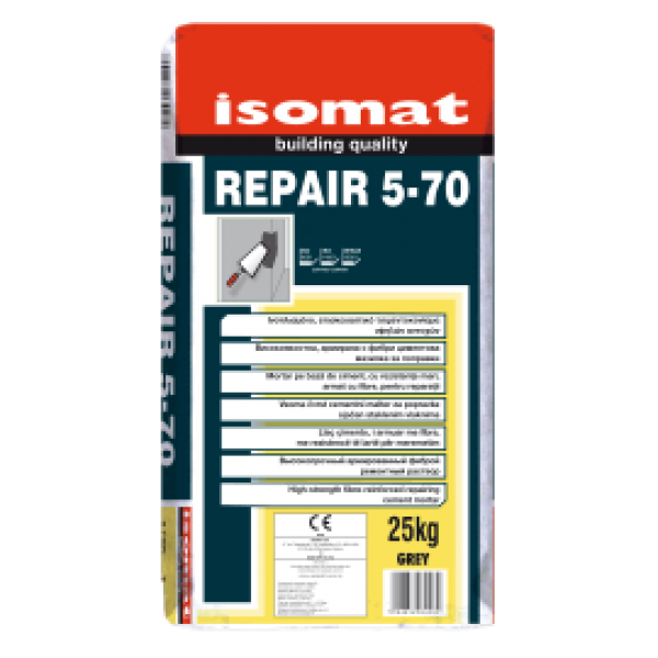Isomat REPAIR 5-70 25 kg Ρητινούχο Ινοπλισμένο Επισκευαστικό Τσιμεντοκονίαμα Υψηλών Αντοχών