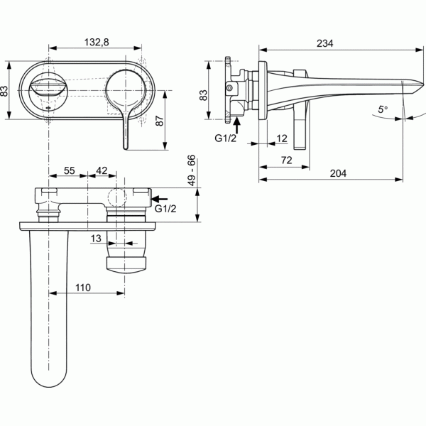 Μπαταριες Μπανιου - Melange Ideal Standard Εντοιχιζόμενη μπαταρία νιπτήρα A5591AA