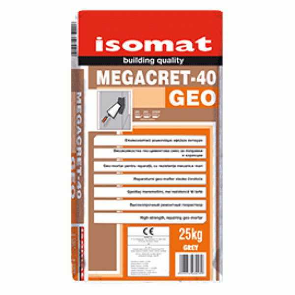 Isomat MEGACRET-40 GEO 25 kg Επισκευαστικό Ινοπλισμένο Ρητινούχο Γεωκονίαμα Υψηλών Αντοχών Κονιάματα,Isomat