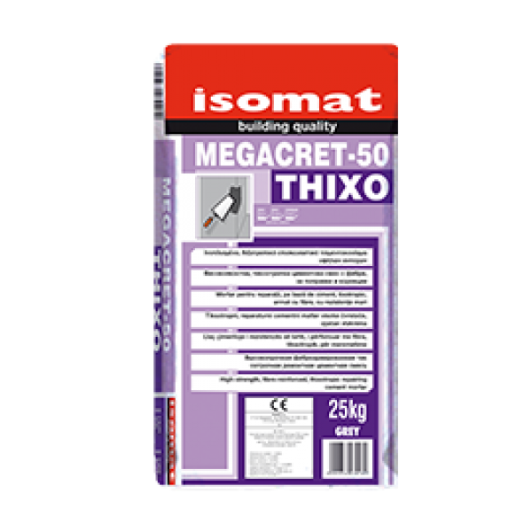 Isomat MEGACRET-50 THIXO 25 kg Θιξοτροπικό Ινοπλισμένο Ρητινούχο Επισκευαστικό Τσιμεντοκονίαμα Εξαιρετικά Υψηλών Αντοχών Κονιάματα,Isomat