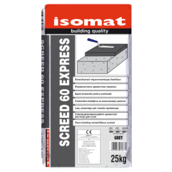 Isomat SCREED-60 EXPRESS 25 kg Ταχείας Ωρίμανσης Τσιμεντοειδές Κονίαμα Εξομάλυνσης Δαπέδων