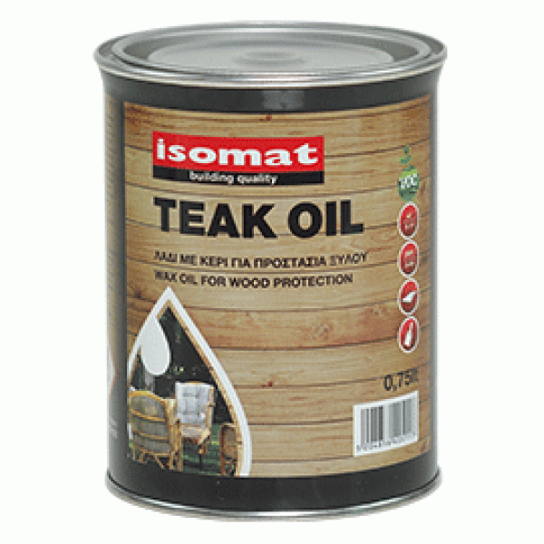 TEAK OIL ISOMAT  Λάδι με κερί για προστασία ξύλου 0,75 LT