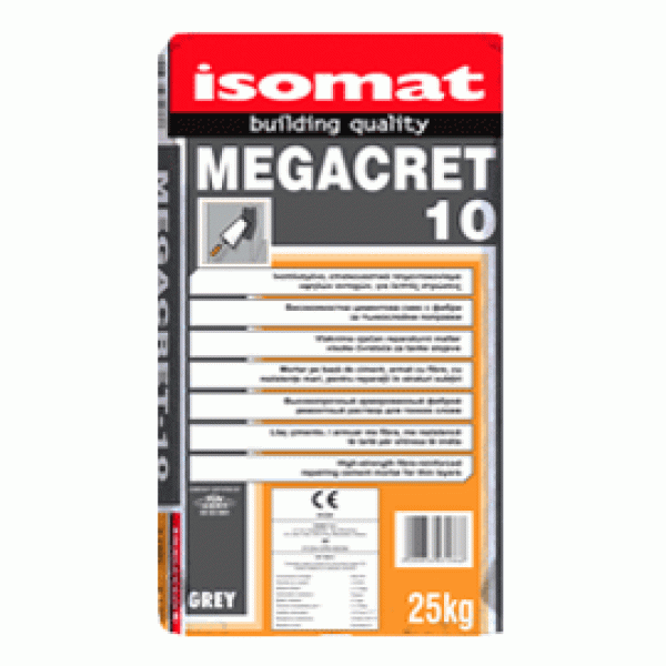 Isomat MEGACRET-10 25 kg Ινοπλισμένο Επισκευαστικό Τσιμεντοκονίαμα Υψηλών Αντοχών Για Λεπτά Πάχη