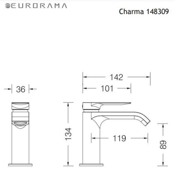 EURORAMA CHARMA 148309 Μπαταρία νιπτήρος Σειρά Charma