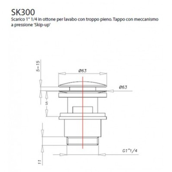 Μπαταριες Μπανιου - La Torre New Tech Inox SK300 Clic-Clac Βαλβίδα Νιπτήρος